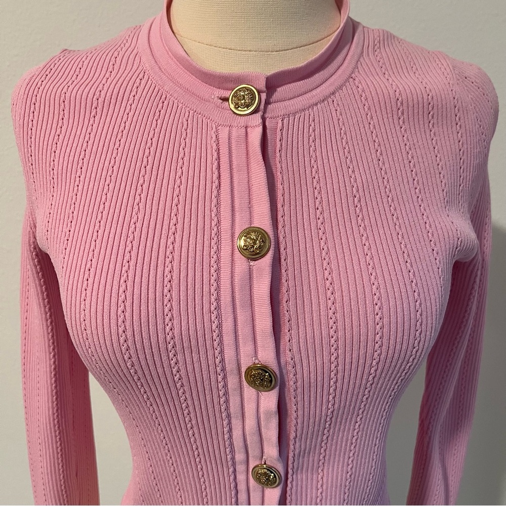 Zara Pink Cardigan with Gold Buttons - Picture 2 of 13